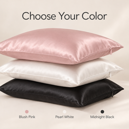 Silk pillowcase colors: pink, white and black