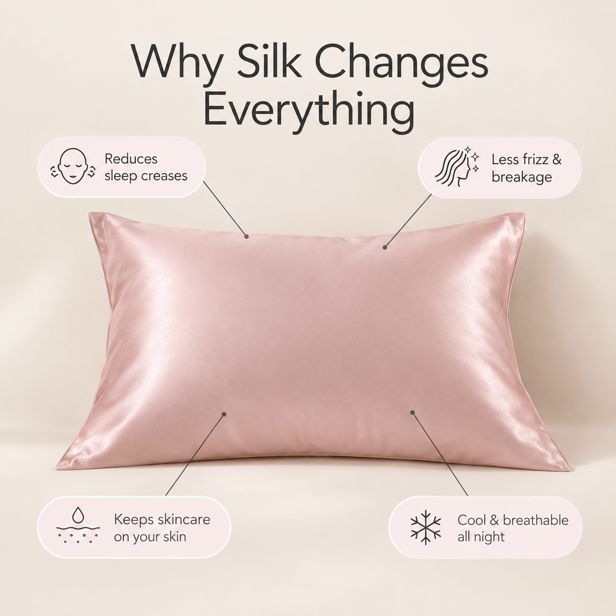 Mulberry silk pillowcase in a cozy bedroom