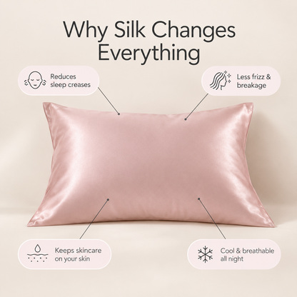 Mulberry silk pillowcase in a cozy bedroom