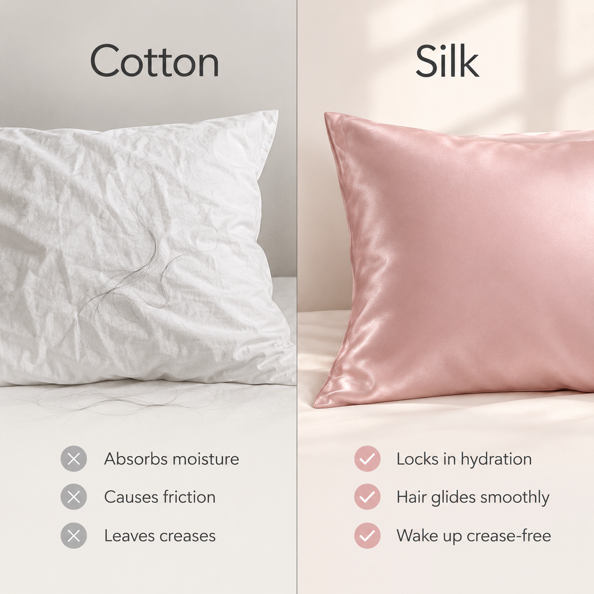 Close-up of 22 momme mulberry silk pillowcase texture and sheen