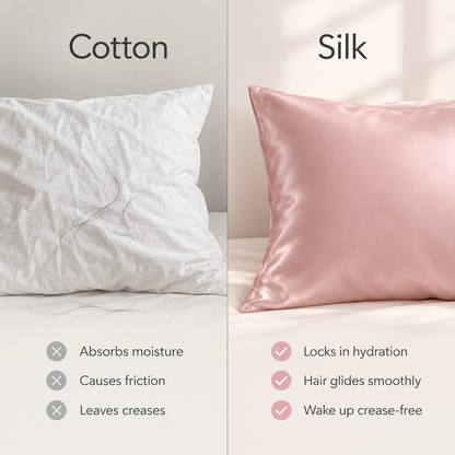 Close-up of 22 momme mulberry silk pillowcase texture and sheen