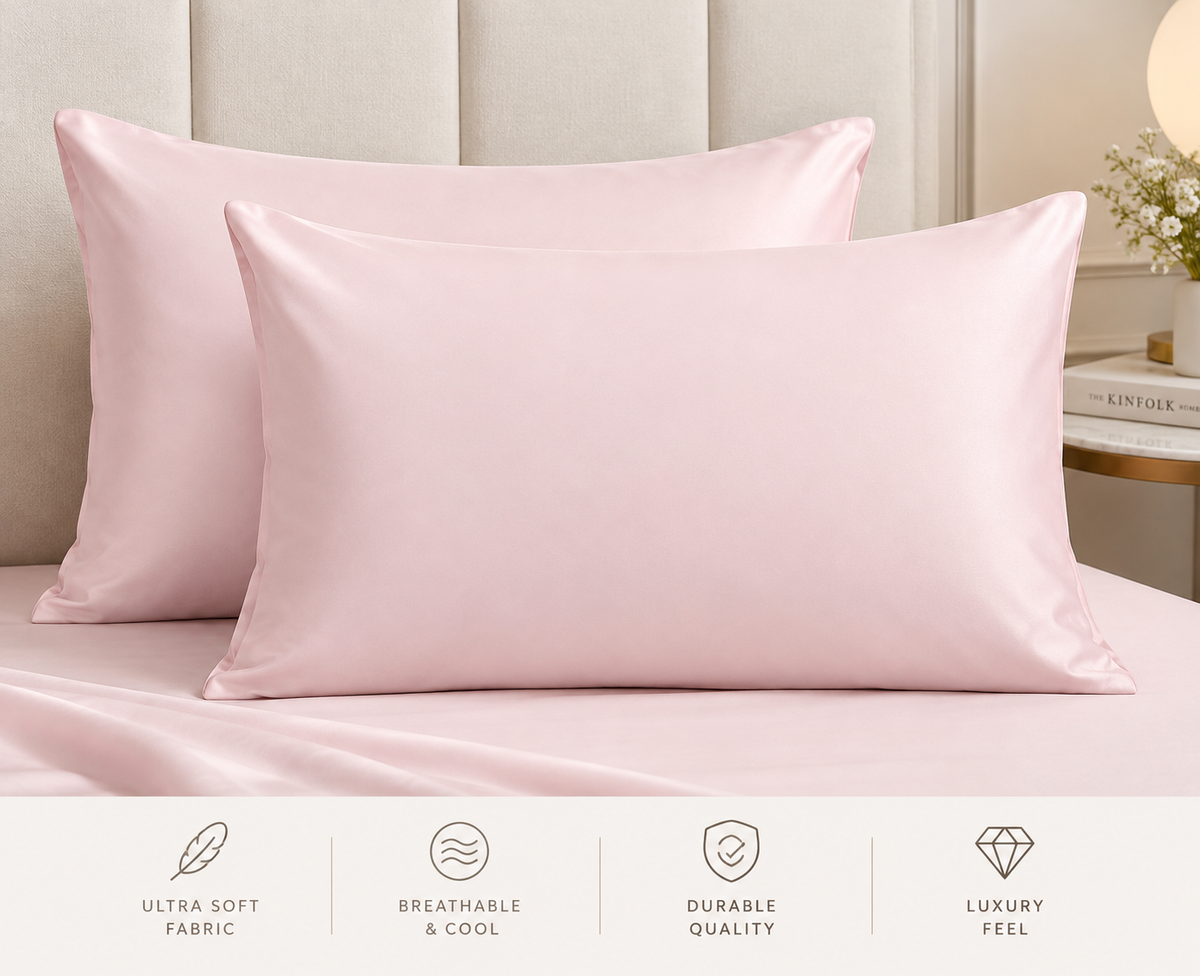Pink mulberry silk pillowcase